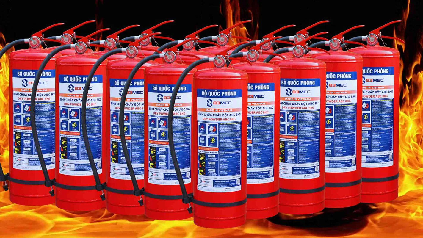 Bình chữa cháy bột ABC 8kg BQP 83MEC (Bộ Quốc Phòng)