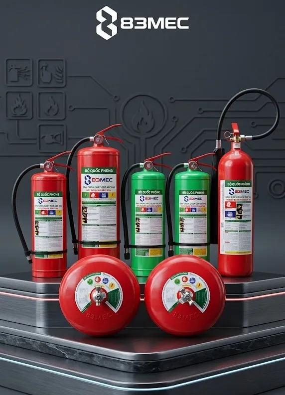 Bình chữa cháy bột ABC 8kg BQP 83MEC (Bộ Quốc Phòng)