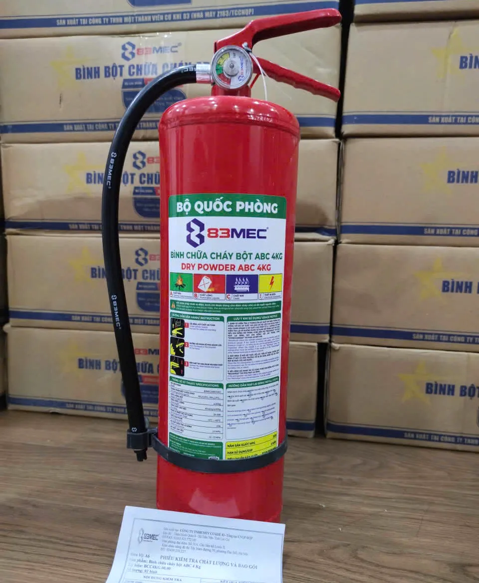 Bình chữa cháy bột ABC 4kg BQP 83MEC (Bộ Quốc Phòng)