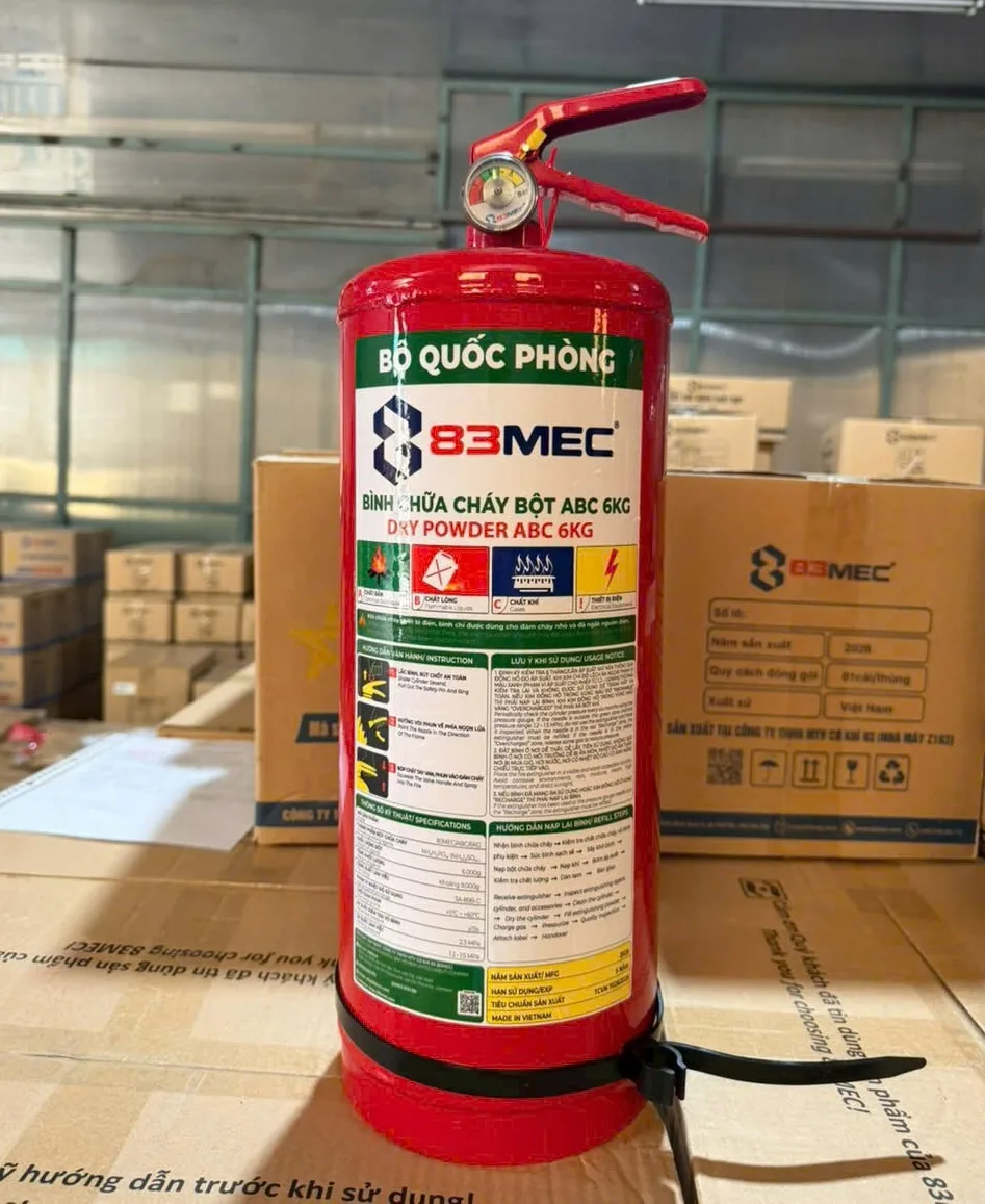 Bình chữa cháy bột ABC 6kg BQP 83MEC (Bộ Quốc Phòng)