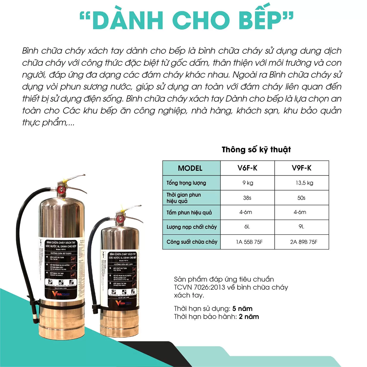 Bình chữa cháy chuyên dụng cho nhà bếp Vinafoam V9F-K