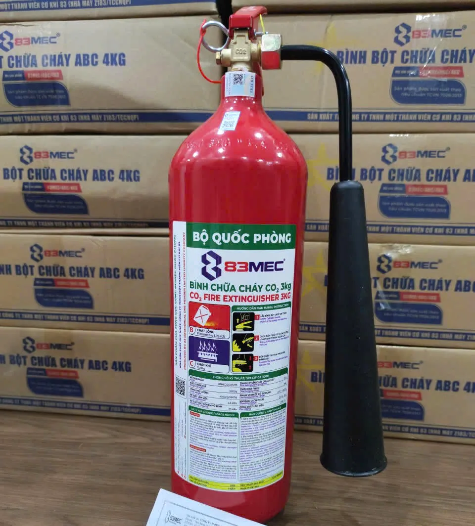 Bình chữa cháy khí CO2 3kg MT3 BQP 83MEC (Bộ Quốc Phòng)